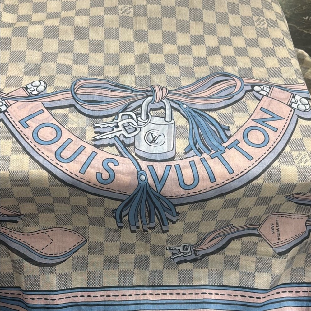 Louis Vuitton Blue and Pink damier azur Scarf